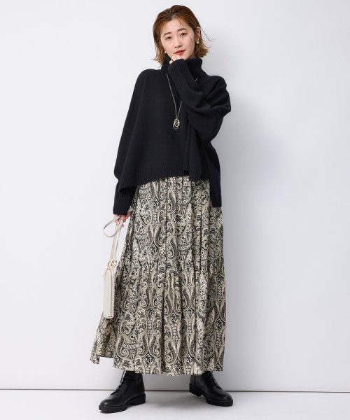 【洗える】ウールカシミヤ ニットポンチョ 