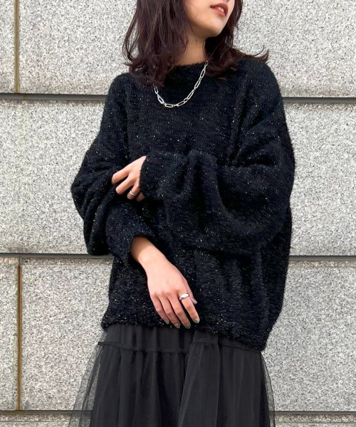 MAISON BREEZE(MAISON BREEZE)/【MAISON BREEZE】トップス ニット ラメニット フェザーニット 長袖 クルーネック ぽわん袖 プルオーバー グリッターニット /img03