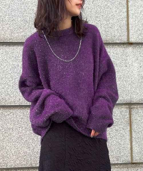 MAISON BREEZE(MAISON BREEZE)/【MAISON BREEZE】トップス ニット ラメニット フェザーニット 長袖 クルーネック ぽわん袖 プルオーバー グリッターニット /img28