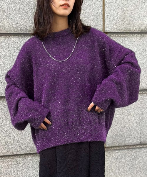 MAISON BREEZE(MAISON BREEZE)/【MAISON BREEZE】トップス ニット ラメニット フェザーニット 長袖 クルーネック ぽわん袖 プルオーバー グリッターニット /img29