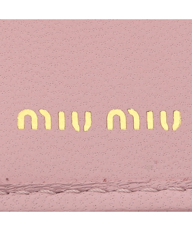 【美品】ミュウミュウ 三つ折り財布 マテラッセ 5ML002 レザー ピンク