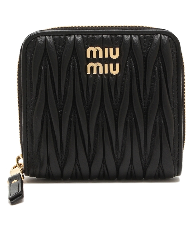 ミュウミュウ 二つ折り財布 マテラッセ ミニ財布 ブラック レディース MIU MIU 5ML522 2FPP F0002
