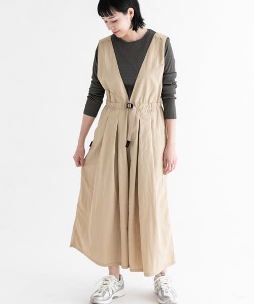 『別注』『撥水/2WAY仕様』GRAMICCI　アクティブナイロンサロペット パンツの2WAY仕様 165cm BEIGE