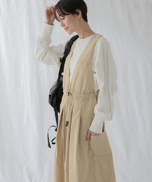 『別注』『撥水/2WAY仕様』GRAMICCI　アクティブナイロンサロペット パンツの2WAY仕様 165cm BEIGE