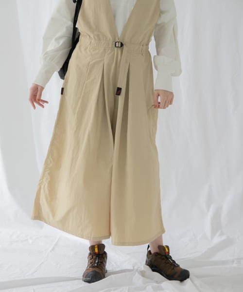 『別注』『撥水/2WAY仕様』GRAMICCI　アクティブナイロンサロペット パンツの2WAY仕様 165cm BEIGE