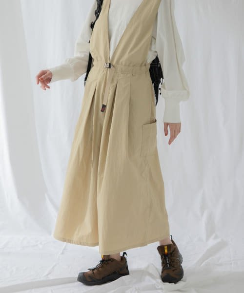『別注』『撥水/2WAY仕様』GRAMICCI　アクティブナイロンサロペット パンツの2WAY仕様 165cm BEIGE