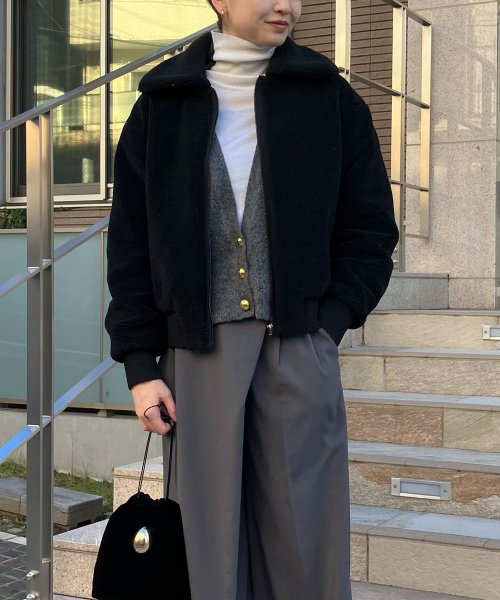 【Audrey and John Wad】ジップアップボアブルゾン H164 B79 W58 H82