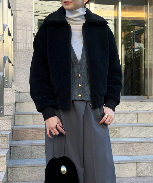 【Audrey and John Wad】ジップアップボアブルゾン H164 B79 W58 H82