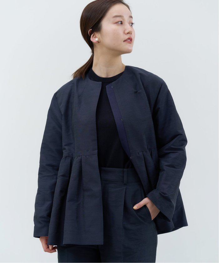 試着のみ☆ IENA ＆NAVYノーカラーウールジャケット☆