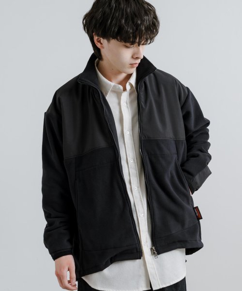 フリースジャケット メンズ レディース アウター ブルゾン スタンドネック オーバーサイズ ビッグシルエット ルーズ ジップアップ ポーラテック クラシック カ 着丈 Upscape 肩幅 身幅 袖丈 メンズ ポーラテック Audience/アップスケープオーディエンス Audience 約74cm