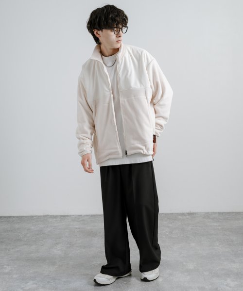 フリースジャケット メンズ レディース アウター ブルゾン スタンドネック オーバーサイズ ビッグシルエット ルーズ ジップアップ ポーラテック クラシック カ 着丈 Upscape 肩幅 身幅 袖丈 メンズ ポーラテック Audience/アップスケープオーディエンス Audience 約74cm