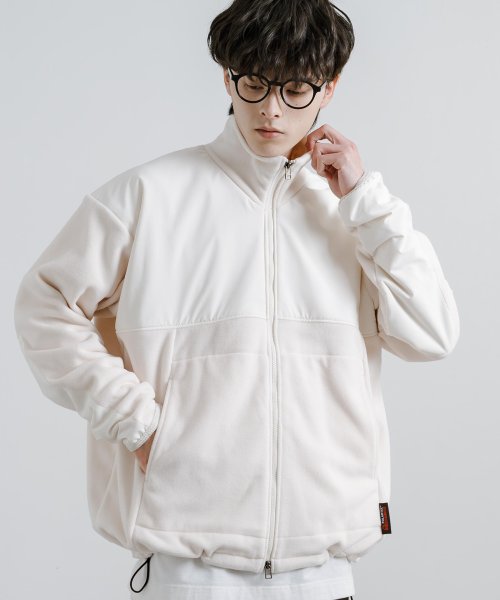 フリースジャケット メンズ レディース アウター ブルゾン スタンドネック オーバーサイズ ビッグシルエット ルーズ ジップアップ ポーラテック クラシック カ 着丈 Upscape 肩幅 身幅 袖丈 メンズ ポーラテック Audience/アップスケープオーディエンス Audience 約74cm