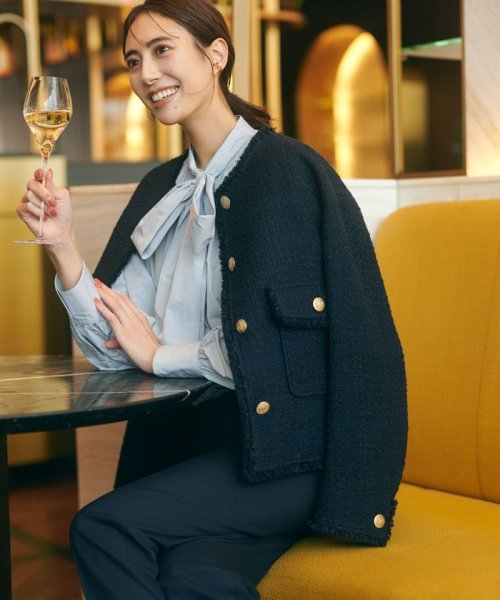 GIOLICA カラーミックスツイード ジャケット #075 #002 #305 #310 カラーミックスツイード モノトーンミックス レッドミックス ホワイト