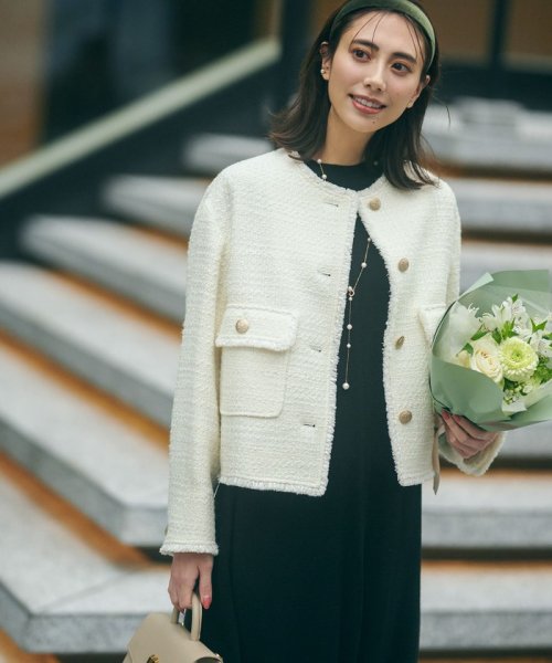 GIOLICA カラーミックスツイード ジャケット #075 #002 #305 #310 カラーミックスツイード モノトーンミックス レッドミックス ホワイト