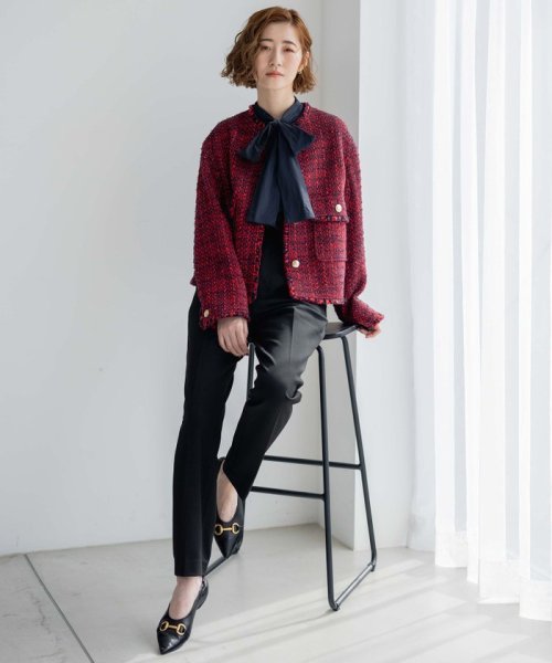 GIOLICA カラーミックスツイード ジャケット #075 #002 #305 #310 カラーミックスツイード モノトーンミックス レッドミックス ホワイト