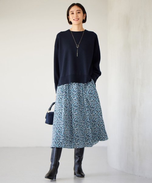 【洗える】フラワーペタルプリント スカート 