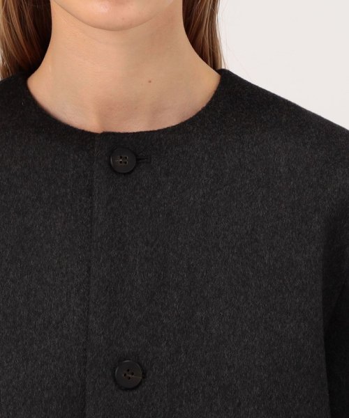 カシミヤビーバー クルーネックロングコート 