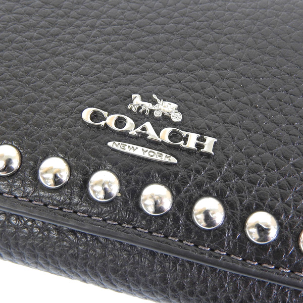 COACH コーチ MICRO WALLET マイクロ ウォレット スタッズ 三つ折り 財布 レザー