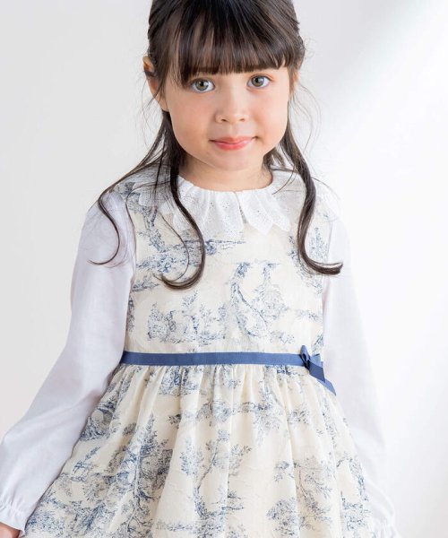 【日本製】トワルドジュイ柄カットドビージャンパースカート(110~130cm) ショコラ