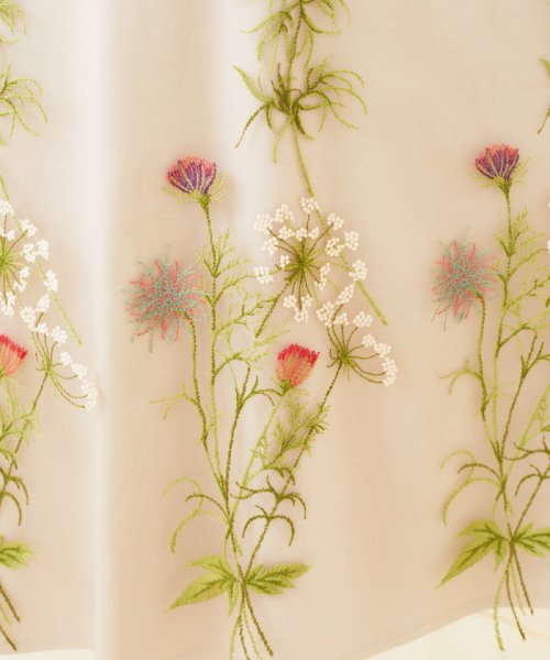 フラワー刺繍チュールノースリーブドレス 