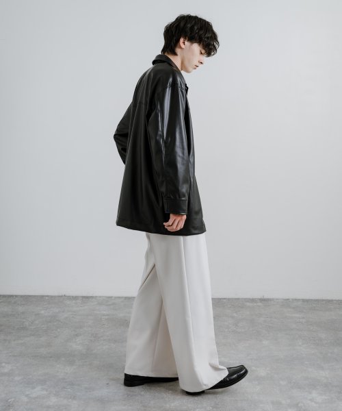 レザージャケット カーコート フェイクレザー メンズ アウター 革ジャン カバーオール オーバーサイズ ビッグシルエット ワイド ルーズ アメカジ カジュアル Upscape 着丈 肩幅 約56cm 身幅 袖丈 メンズ アメカジ Audience/アップスケープオーディエンス Audience 約57cm