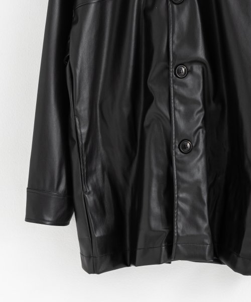 レザージャケット カーコート フェイクレザー メンズ アウター 革ジャン カバーオール オーバーサイズ ビッグシルエット ワイド ルーズ アメカジ カジュアル Upscape 着丈 肩幅 約56cm 身幅 袖丈 メンズ アメカジ Audience/アップスケープオーディエンス Audience 約57cm