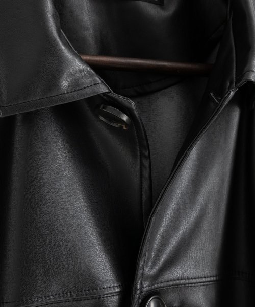 レザージャケット カーコート フェイクレザー メンズ アウター 革ジャン カバーオール オーバーサイズ ビッグシルエット ワイド ルーズ アメカジ カジュアル Upscape 着丈 肩幅 約56cm 身幅 袖丈 メンズ アメカジ Audience/アップスケープオーディエンス Audience 約57cm