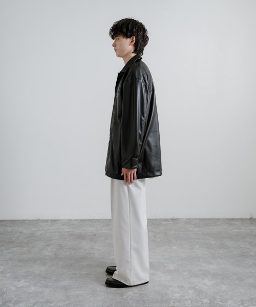 レザージャケット カーコート フェイクレザー メンズ アウター 革ジャン カバーオール オーバーサイズ ビッグシルエット ワイド ルーズ アメカジ カジュアル Upscape 着丈 肩幅 約56cm 身幅 袖丈 メンズ アメカジ Audience/アップスケープオーディエンス Audience 約57cm