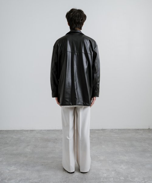レザージャケット カーコート フェイクレザー メンズ アウター 革ジャン カバーオール オーバーサイズ ビッグシルエット ワイド ルーズ アメカジ カジュアル Upscape 着丈 肩幅 約56cm 身幅 袖丈 メンズ アメカジ Audience/アップスケープオーディエンス Audience 約57cm