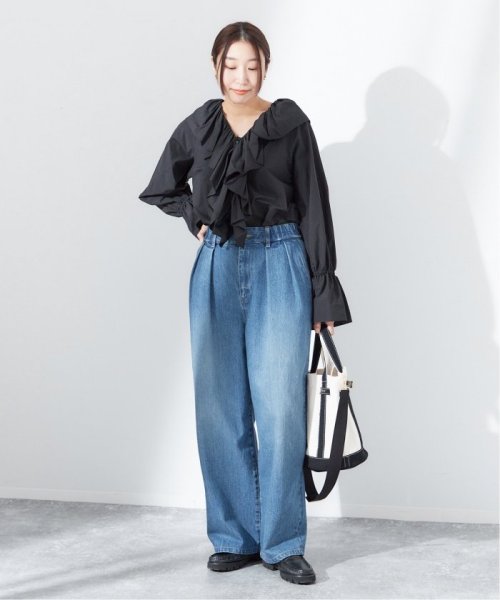 アンティークデニム ギャザータックパンツ 身長