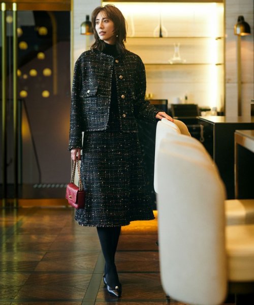 GIOLICA カラーミックスツイード ジャケット #075 #002 #305 #310 カラーミックスツイード モノトーンミックス レッドミックス ホワイト