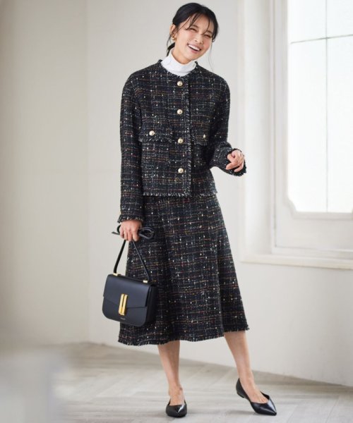 GIOLICA カラーミックスツイード ジャケット #075 #002 #305 #310 カラーミックスツイード モノトーンミックス レッドミックス ホワイト