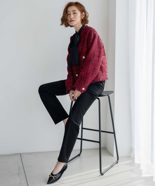 GIOLICA カラーミックスツイード ジャケット #075 #002 #305 #310 カラーミックスツイード モノトーンミックス レッドミックス ホワイト