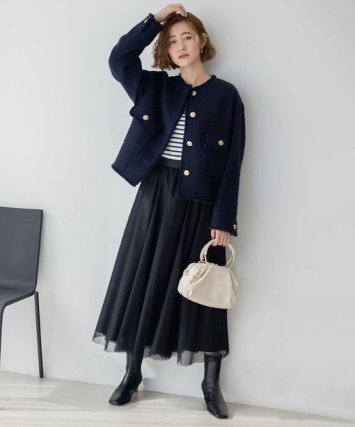 GIOLICA カラーミックスツイード ジャケット #075 #002 #305 #310 カラーミックスツイード モノトーンミックス レッドミックス ホワイト