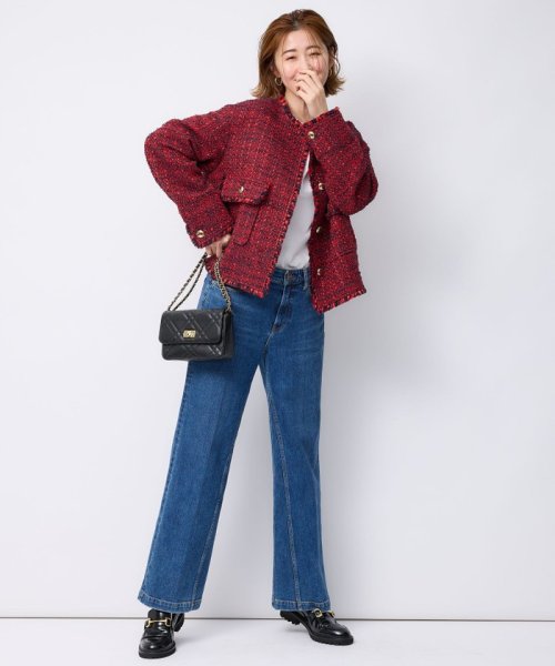 GIOLICA カラーミックスツイード ジャケット #075 #002 #305 #310 カラーミックスツイード モノトーンミックス レッドミックス ホワイト