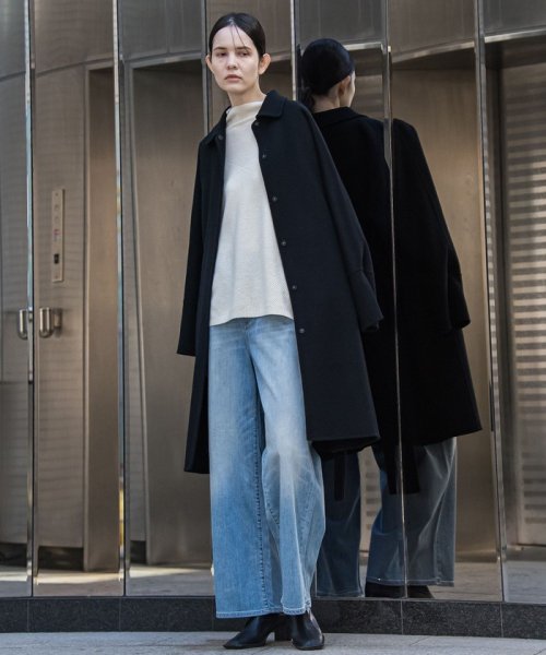 ロング丈シャルムリバービーバーコート 光沢感