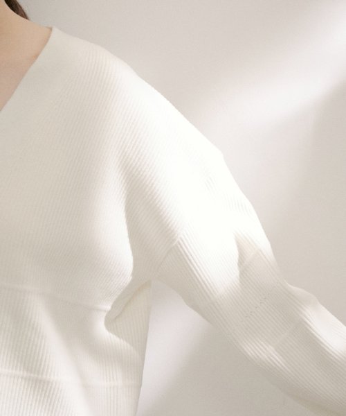 リブVネックカーディガン －CreamyCotton /クリーミーコットン－ Creamy Cotton クリーミーコットン ■モデル身長 着用サイズ