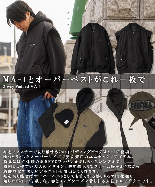 1111clothing(ワンフォークロージング)/◆2way パディング MA－1◆ ミリタリージャケット メンズ 2way ジャケット レディース ベスト フライトジャケット ワンポイント ロゴ アウター/img05