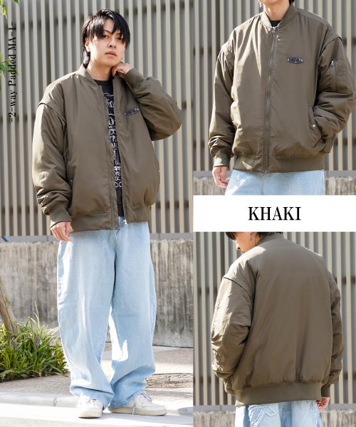 1111clothing(ワンフォークロージング)/◆2way パディング MA－1◆ ミリタリージャケット メンズ 2way ジャケット レディース ベスト フライトジャケット ワンポイント ロゴ アウター/img10