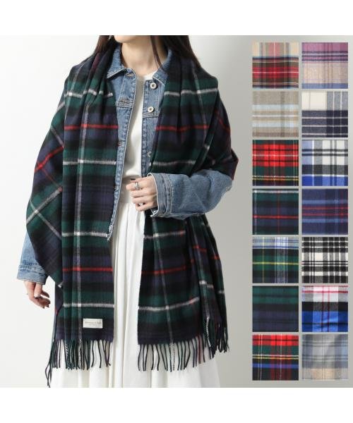 ◆ジョンストンズ カシミヤ 大判 ストール wa56 チェック柄 カシミヤ 大判 ストール