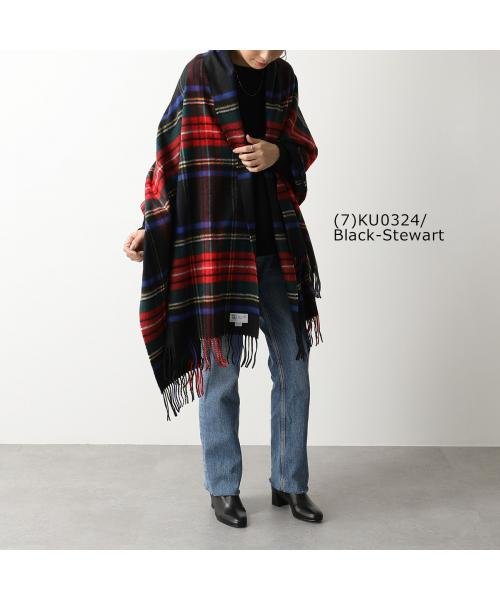 ◆ジョンストンズ カシミヤ 大判 ストール wa56 チェック柄 カシミヤ 大判 ストール