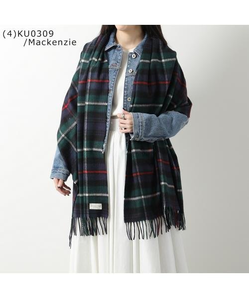 ◆ジョンストンズ カシミヤ 大判 ストール wa56 チェック柄 カシミヤ 大判 ストール