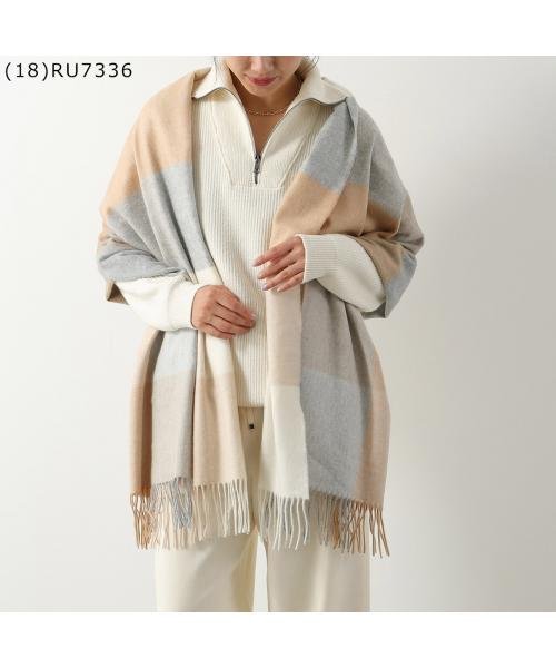 ◆ジョンストンズ カシミヤ 大判 ストール wa56 チェック柄 カシミヤ 大判 ストール