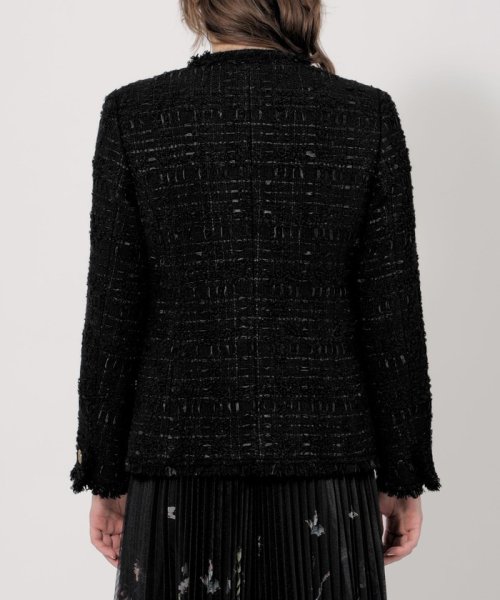 テープヤーンツィード ノーカラージャケット 