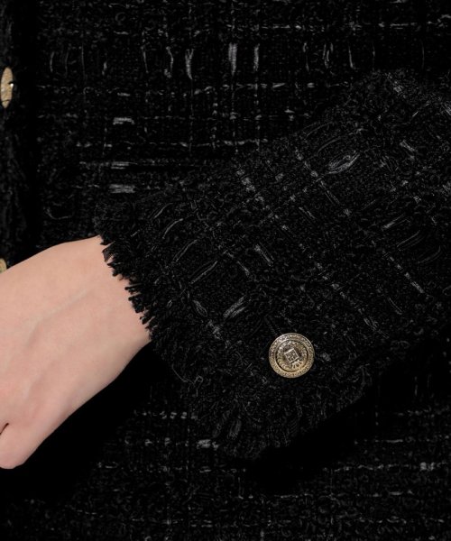 テープヤーンツィード ノーカラージャケット 