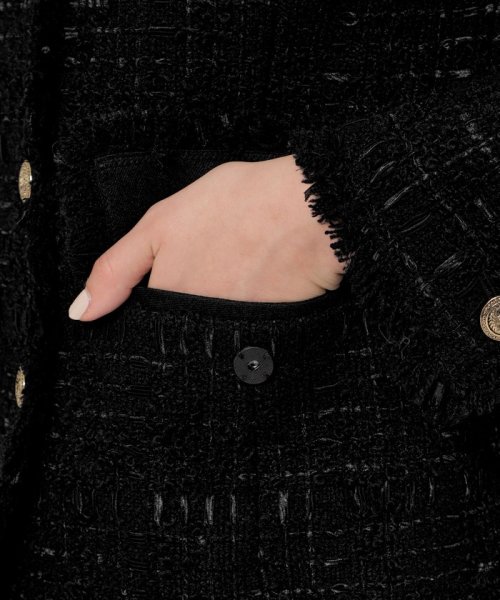 テープヤーンツィード ノーカラージャケット 