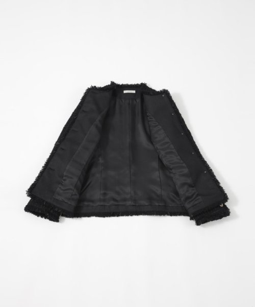 テープヤーンツィード ノーカラージャケット 