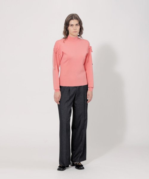 スーパーファインウール レースアップニットプルオーバー 