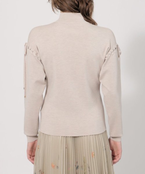 スーパーファインウール レースアップニットプルオーバー 