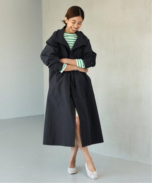 コットンナイロンタッサーオーバーコート ネイビー イエロー